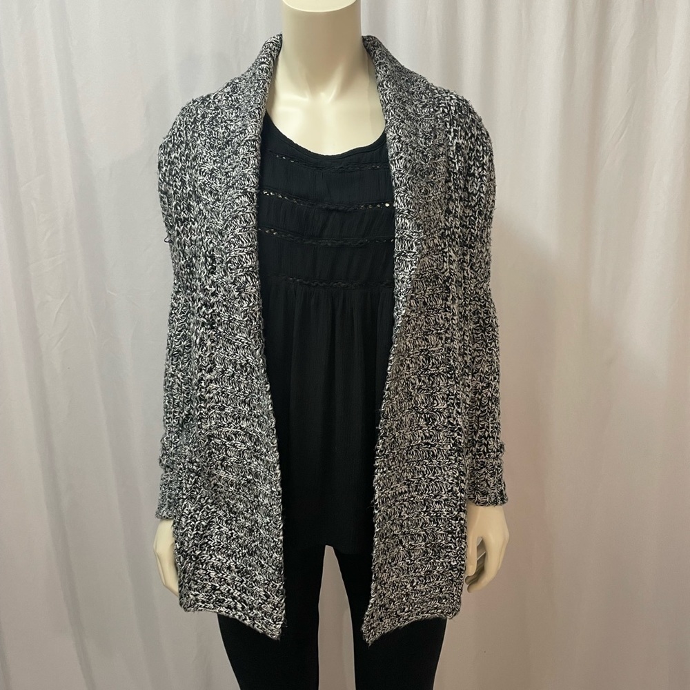 Knit Cardigan In Marled Grey, Size Small